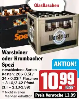 HIT Warsteiner oder Krombacher Spezi Angebot