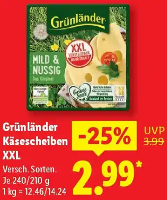 Lidl Grünländer Käsescheiben XXL Angebot