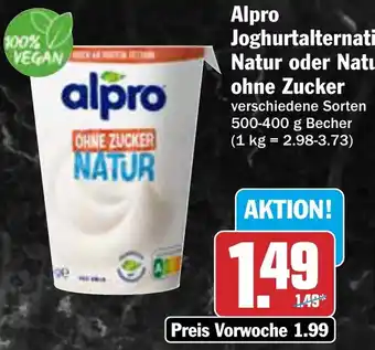 AEZ Alpro Joghurtalternative Natur oder Natur ohne Zucker Angebot