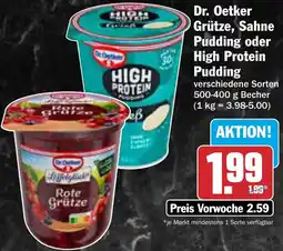 AEZ Dr. Oetker Grütze, Sahne Pudding oder High Protein Pudding Angebot