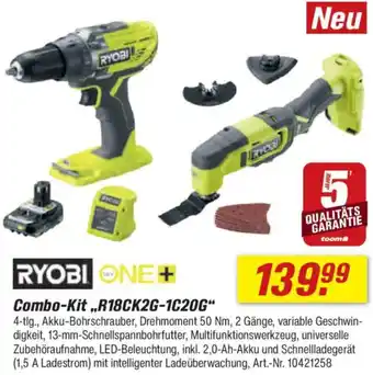 toom Baumarkt RYOBI ONE+ Combo-Kit ,,R18CK2G-1C20G" Angebot