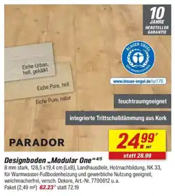 toom Baumarkt PARADOR Designboden „Modular One" Angebot