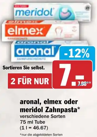 AEZ aronal, elmex oder meridol Zahnpasta Angebot