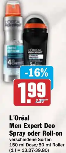 AEZ L'Oréal Men Expert Deo Spray oder Roll-on Angebot
