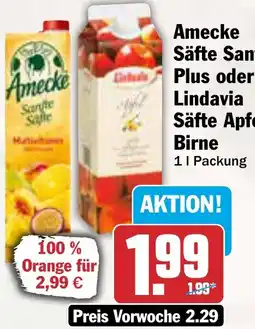 AEZ Amecke Säfte Sanft, Plus oder Lindavia Säfte Apfel, Birne Angebot