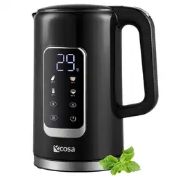 Netto Marken-Discount Ecosa Edelstahl Wasserkocher m. Temperatureinstellung 1.7L 2200W Schwarz Angebot