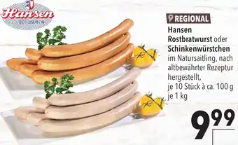 CITTI Markt Hansen Rostbratwurst oder Schinkenwürstchen Angebot