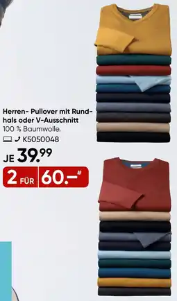 Galeria TOM TAILOR Herren Pullover mit Rundhals oder V-Ausschnitt Angebot