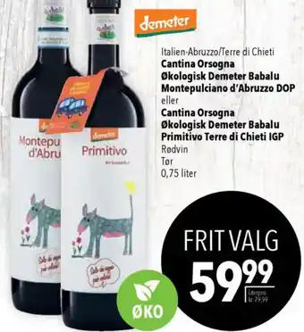 CITTI Markt Cantina Orsogna Økologisk Demeter Babalu Montepulciano d'Abruzzo DOP Angebot