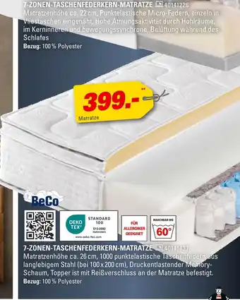 Höffner Beco 7-zonen-taschenfederkern-matratze Angebot