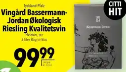 CITTI Markt Vingård Bassermann Jordan Økologisk Riesling Kvalitetsvin Angebot