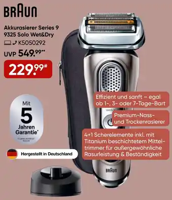 Galeria BRAUN Akkurasierer Series 9 9325 Solo Wet&Dry Angebot