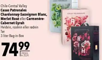 CITTI Markt Casas Patronales Chardonnay-Sauvignon Blanc, Merlot Rosé eller Carmenère Cabernet-Syrah Angebot