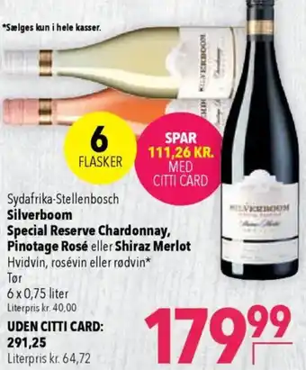 CITTI Markt Silverboom Special Reserve Chardonnay, Pinotage Rosé eller Shiraz Merlot Angebot