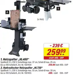 toom Baumarkt Scheppach 2. Hydraulischer Holzspalter,,HL730" Angebot