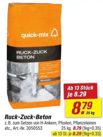 toom Baumarkt quick-mix Ruck-Zuck-Beton Angebot