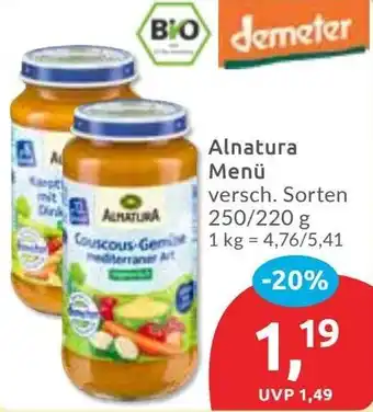 Budni demeter Alnatura Menü Angebot