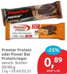 Budni Premier Protein oder Power Bar Proteinriegel Angebot