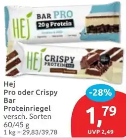 Budni Hej Pro oder Crispy Bar Proteinriegel Angebot