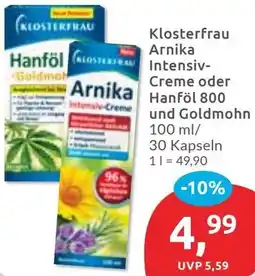Budni Klosterfrau Arnika Intensiv Creme oder Hanföl 800 und Goldmohn Angebot