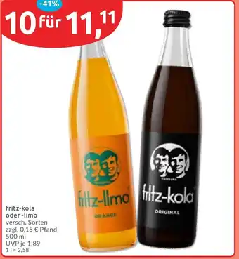 Budni fritz-kola oder limo Angebot