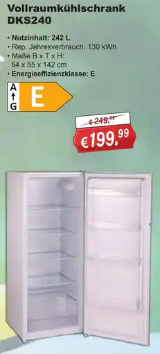 Stabilo Fachmarkt Vollraumkühlschrank DKS240 Angebot