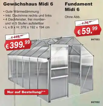 Stabilo Fachmarkt Gewächshaus Midi 6 Angebot