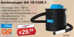 Stabilo Fachmarkt Güde Aschesauger GA 18-1200.1 Angebot