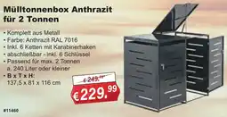 Stabilo Fachmarkt Mülltonnenbox Anthrazit für 2 Tonnen Angebot