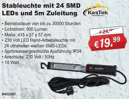 Stabilo Fachmarkt KesTek Stableuchte mit 24 SMD LEDs und 5m Zuleitung Angebot