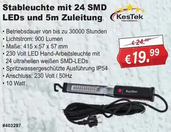 Stabilo Fachmarkt KesTek Stableuchte mit 24 SMD LEDs und 5m Zuleitung Angebot