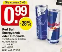 WEZ Red Bull Energydrink oder Limonade Angebot