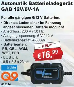 Stabilo Fachmarkt Güde Automatik Batterieladegerät GAB 12V/6V-1A Angebot