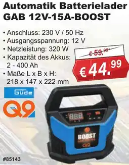 Stabilo Fachmarkt Güde Automatik Batterielader GAB 12V-15A-BOOST Angebot