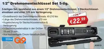 Stabilo Fachmarkt Güde 1/2" Drehmomentschlüssel Set 5-tlg. Angebot