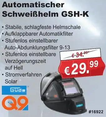 Stabilo Fachmarkt Güde Automatischer Schweißhelm GSH-K Angebot