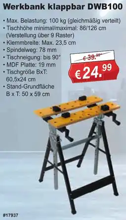 Stabilo Fachmarkt Werkbank klappbar DWB100 Angebot