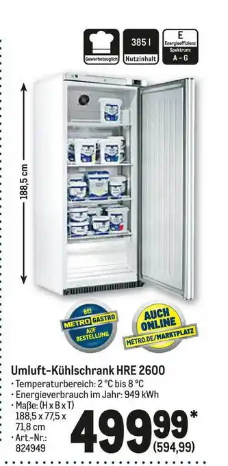 METRO Umluft-Kühlschrank HRE 2600 Angebot