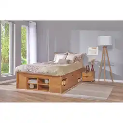 Netto Marken-Discount Inter Link Bett mit Stauraum Till inkl. Nachtkommode und Lattenrost 140x200 - Braun Angebot