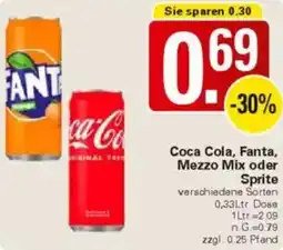 WEZ Coca Cola, Fanta, Mezzo Mix oder Sprite Angebot