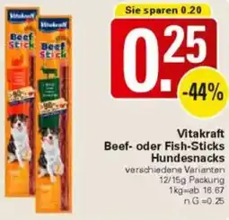 WEZ Vitakraft Beef- oder Fish-Sticks Hundesnacks Angebot