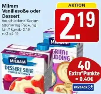 WEZ Milram Vanillesoße oder Dessert Angebot