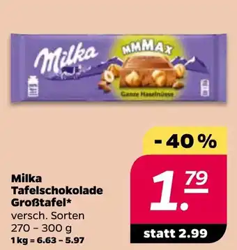 NETTO Milka Tafelschokolade Großtafel 270-300g Angebot