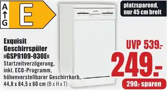 B1 Discount Baumarkt Exquisit Geschirrspüler GSP9109-030E Angebot