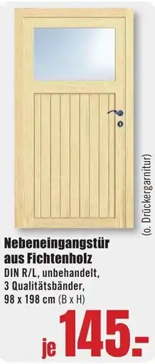 B1 Discount Baumarkt Nebeneingangstür aus Fichtenholz Angebot