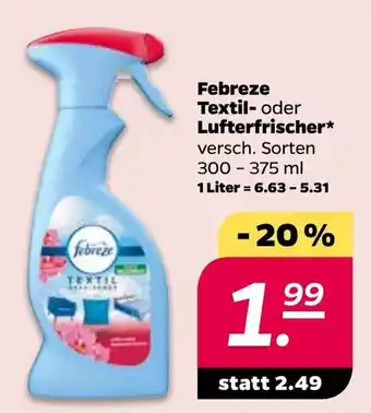 NETTO Febreze Textil oder Lufterfrischer 300ml-375ml Angebot