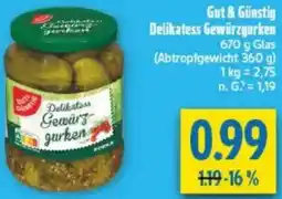 diska Gut & Günstig Delikatess Gewürzgurken Angebot