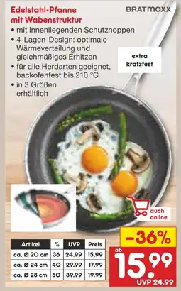 Netto Marken-Discount Bratmaxx edelstahl-pfanne mit wabenstruktur Angebot