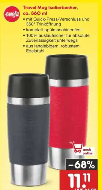 Netto Marken-Discount Emsa travel mug isolierbecher ca. 360 ml Angebot