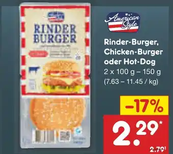 Netto Marken-Discount American style rinder-burger, chicken-burger oder hot-dog Angebot